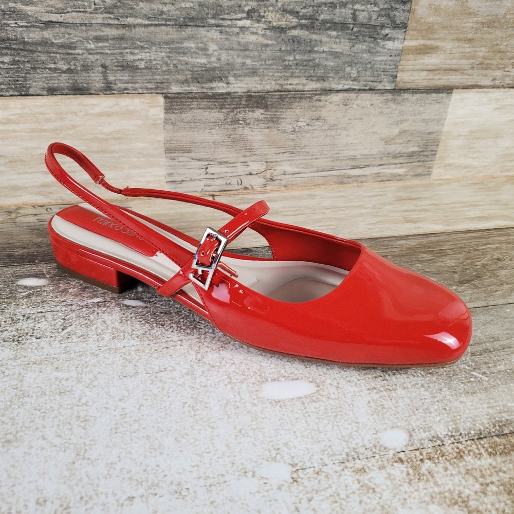 Franco Sarto Destin Womens Mary Jane Flats Sz 6.5 M Red Patent Leather Slingback